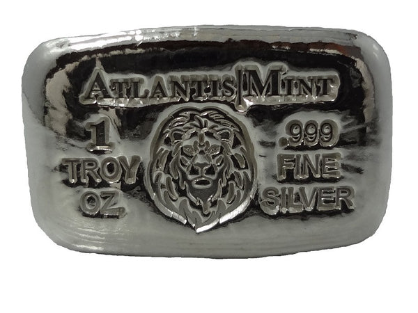 1 troy oz .999 fine silver Lion hand poured bar