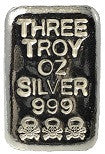 3 troy oz .999 fine silver skull-and-bones hand poured loaf bar
