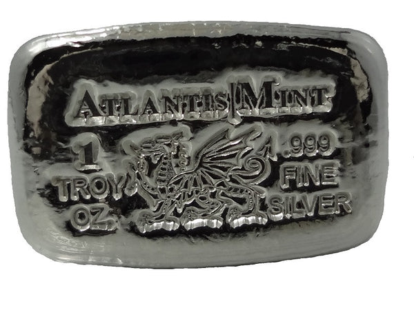 1 troy oz .999 fine silver bullion Dragon hand poured loaf bar