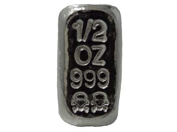 1/2 troy oz .999 fine silver bullion hand poured loaf bar