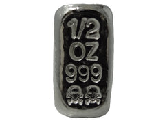 1/2 troy oz .999 fine silver bullion hand poured loaf bar