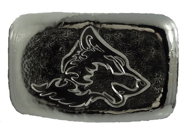 1 troy oz .999 fine silver bullion Wolf hand poured loaf bar