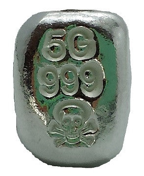 5 gram .999 fine silver bullion hand poured loaf bar