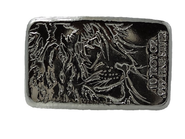 10 troy oz .999 fine silver bullion hand poured Lion bar