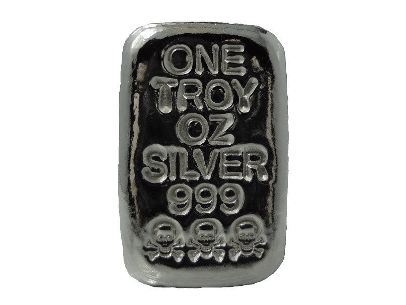 レア‼️頭蓋骨形 の シルバー バー (.999) 1オンス YPS ミント 1 troy oz .999 fine silver bullion hand poured Skull and