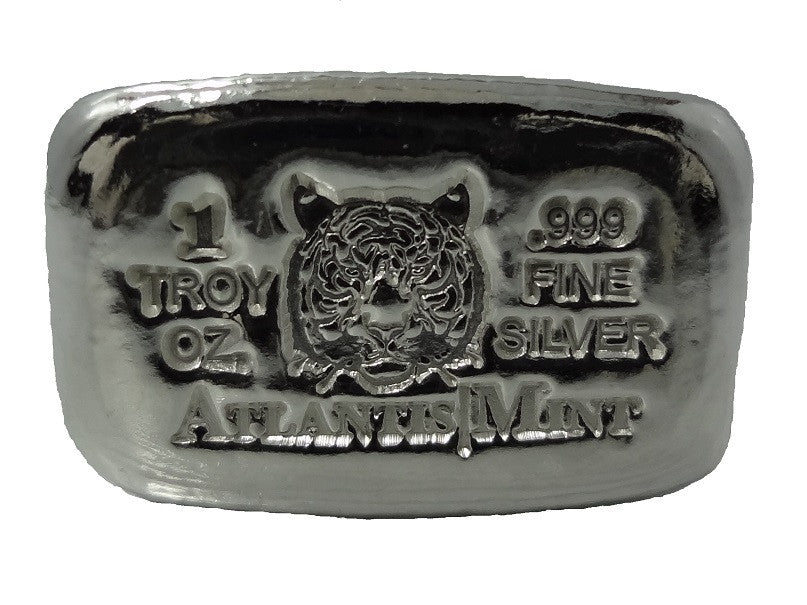 1 troy oz .999 fine silver bullion Tiger hand poured loaf bar