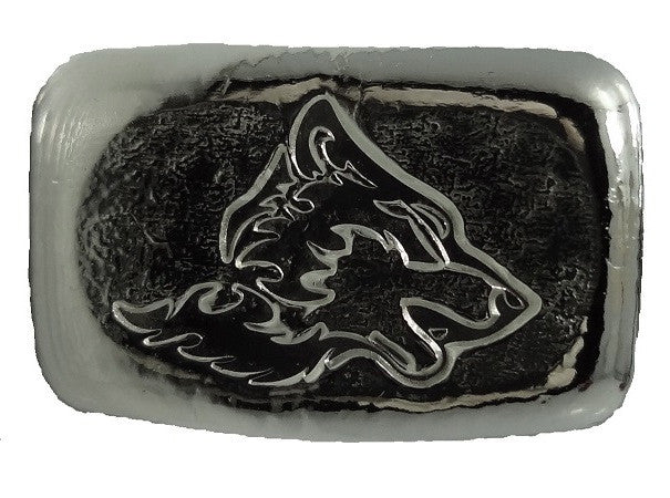 1 troy oz .999 fine silver bullion Wolf hand poured loaf bar
